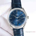 Swiss Copy Omega De Ville 2834 Blue Dial Leather Strap Watches